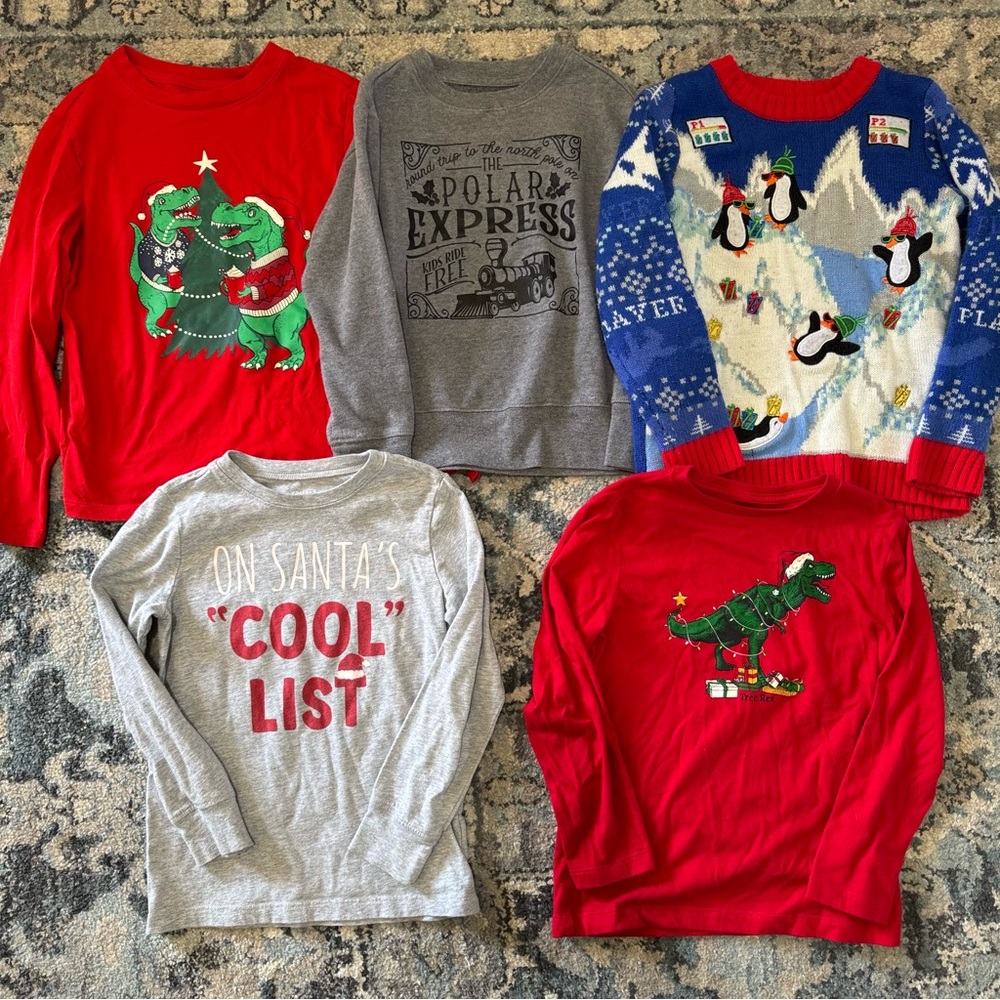 5 Boys Christmas Shirts and Sweater 6/7